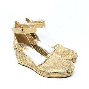 Franco Sarto Marsha 2 Tan Beige Nude Espadrilles Jute Wedge Sandal Size 10